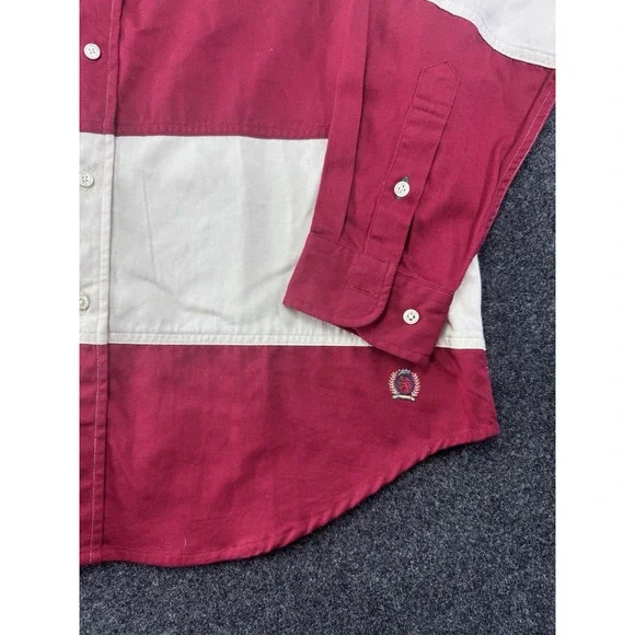 VTG Tommy Hilfiger Flag Shirt M/L USA Stars Stripes Button Up 100% Cotton Rare - Picture 4 of 8